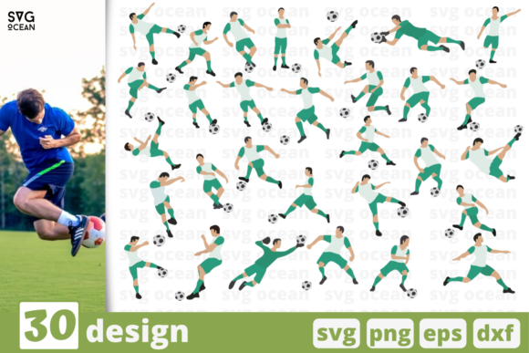 30 Soccer Player Designs for Graphics & Crafts
